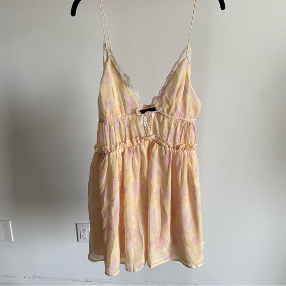 $198 NWT For Love And Lemons “Elita” Floral Mini Dress Sz Small - Picture 6 of 11